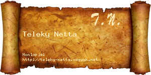 Teleky Netta névjegykártya